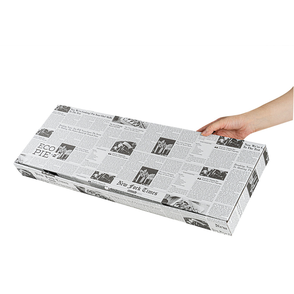 Eco Pie Newsprint and White Paper Corrugated Flatbread Box - 24" x 12" x 2" - 50 count box