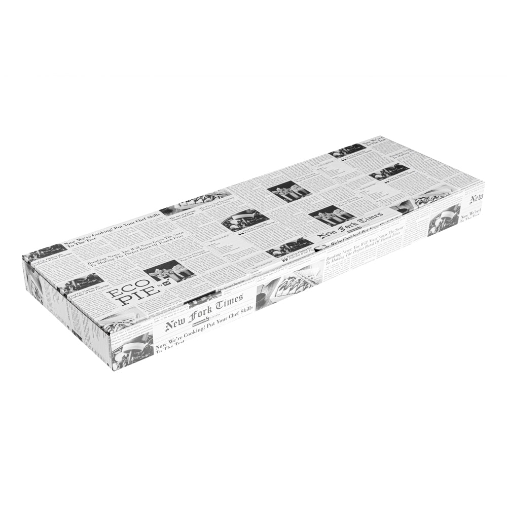 Eco Pie Newsprint and White Paper Corrugated Flatbread Box - 24" x 12" x 2" - 50 count box