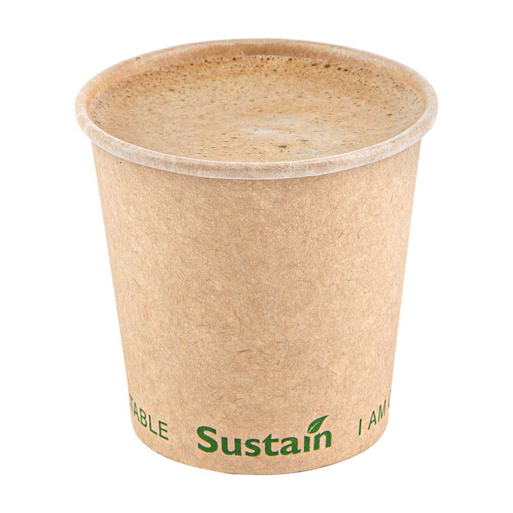 Sustain 4 oz Kraft Paper Coffee Cup - PLA Lining, Compostable, Single Wall - 2 1/2" x 2 1/2" x 2 1/4" - 50 count box
