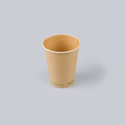 Sustain 12 oz Kraft Paper Coffee Cup - PLA Lining, Compostable, Single Wall - 3 1/2" x 3 1/2" x 4 1/4" - 50 count box