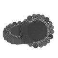 Pastry Tek Round Black Paper Doilies - Lace - 8" x 8" - 100 count box