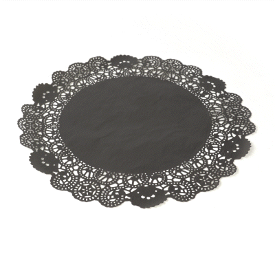 Pastry Tek Round Black Paper Doilies - Lace - 8" x 8" - 4000 count box