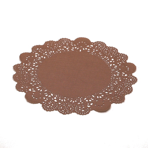 Pastry Tek Round Brown Paper Doilies - Lace - 8" x 8" - 4000 count box