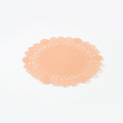 Pastry Tek Round Coral Paper Doilies - Lace - 8" x 8" - 4000 count box