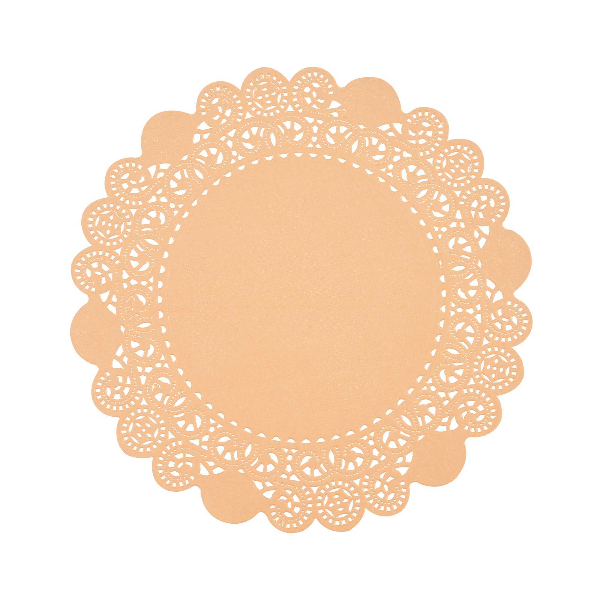 Pastry Tek Round Coral Paper Doilies - Lace - 8" x 8" - 4000 count box