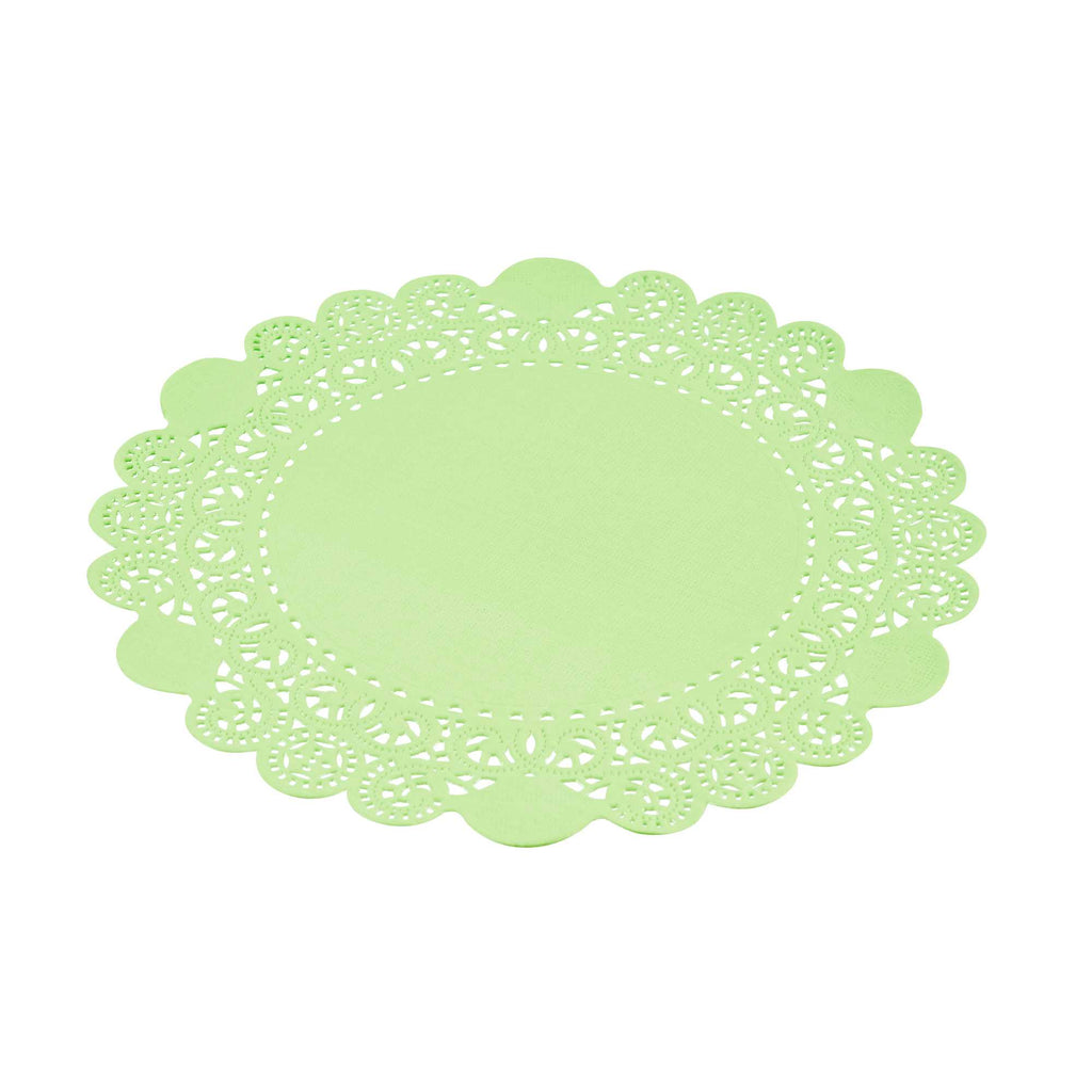 Pastry Tek Round Green Paper Doilies - Lace - 8" x 8" - 4000 count box