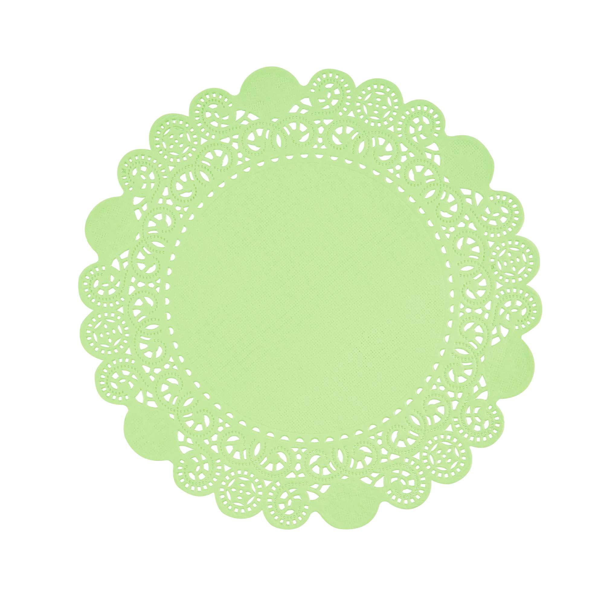 Pastry Tek Round Green Paper Doilies - Lace - 8" x 8" - 100 count box