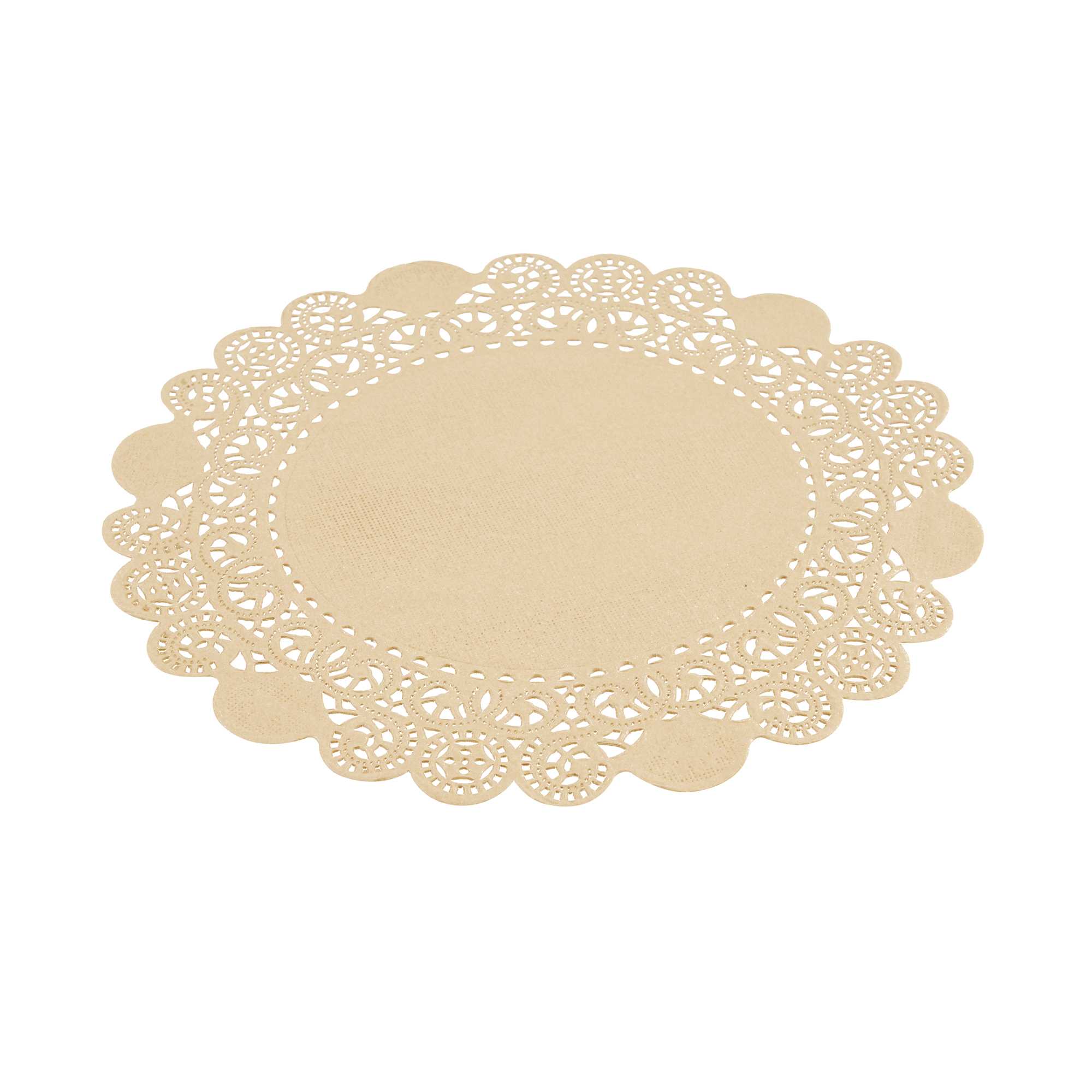 Pastry Tek Round Kraft Paper Doilies - Lace - 8" x 8" - 100 count box