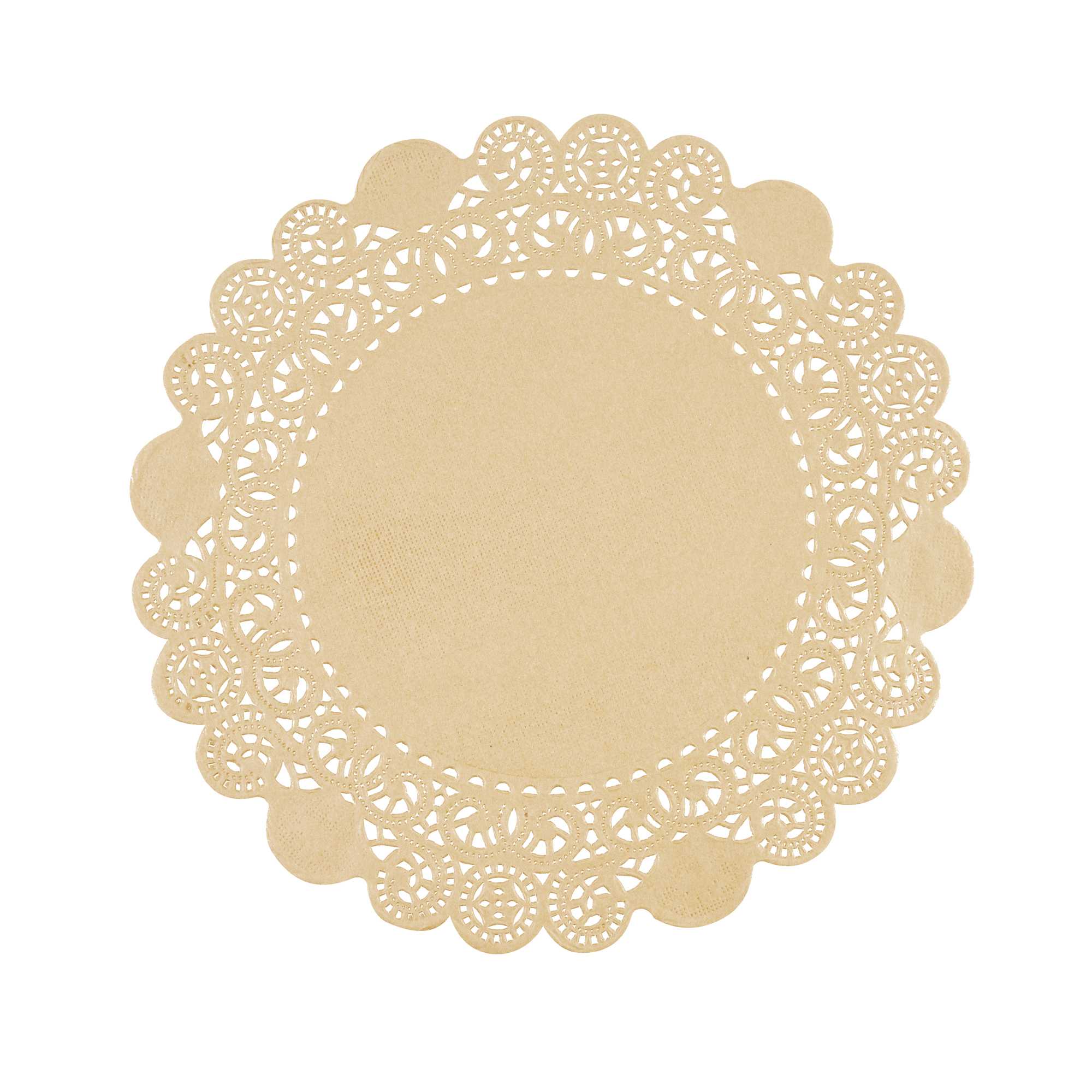 Pastry Tek Round Kraft Paper Doilies - Lace - 8" x 8" - 100 count box