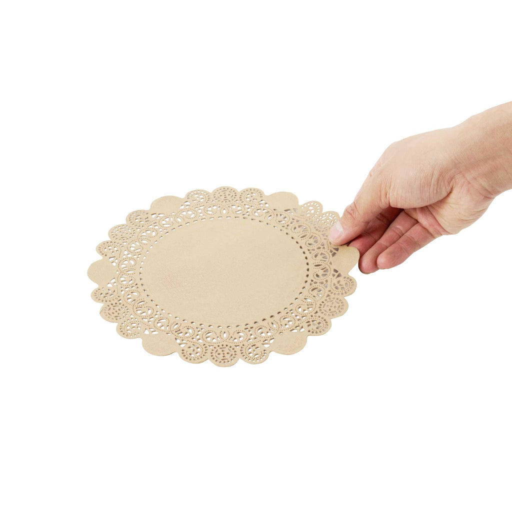 Pastry Tek Round Kraft Paper Doilies - Lace - 8" x 8" - 4000 count box