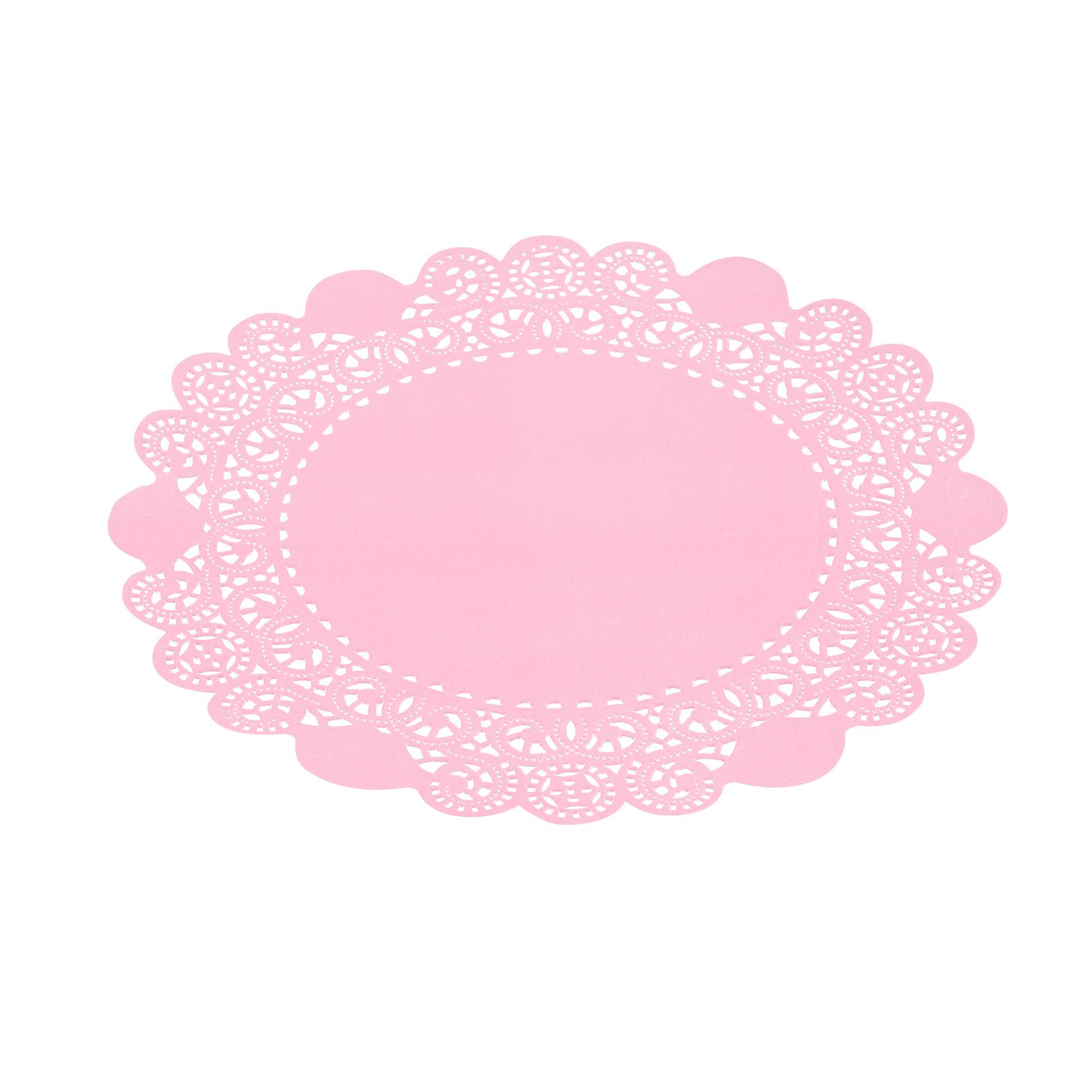 Pastry Tek Round Pink Paper Doilies - Lace - 8" x 8" - 4000 count box