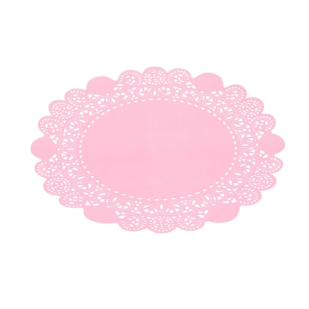 Pastry Tek Round Pink Paper Doilies - Lace - 8" x 8" - 100 count box