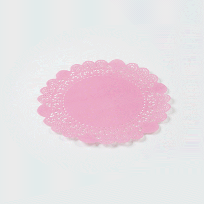 Pastry Tek Round Pink Paper Doilies - Lace - 8" x 8" - 4000 count box