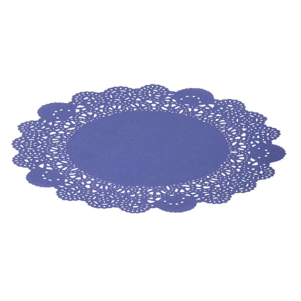 Pastry Tek Round Purple Paper Doilies - Lace - 8" x 8" - 4000 count box