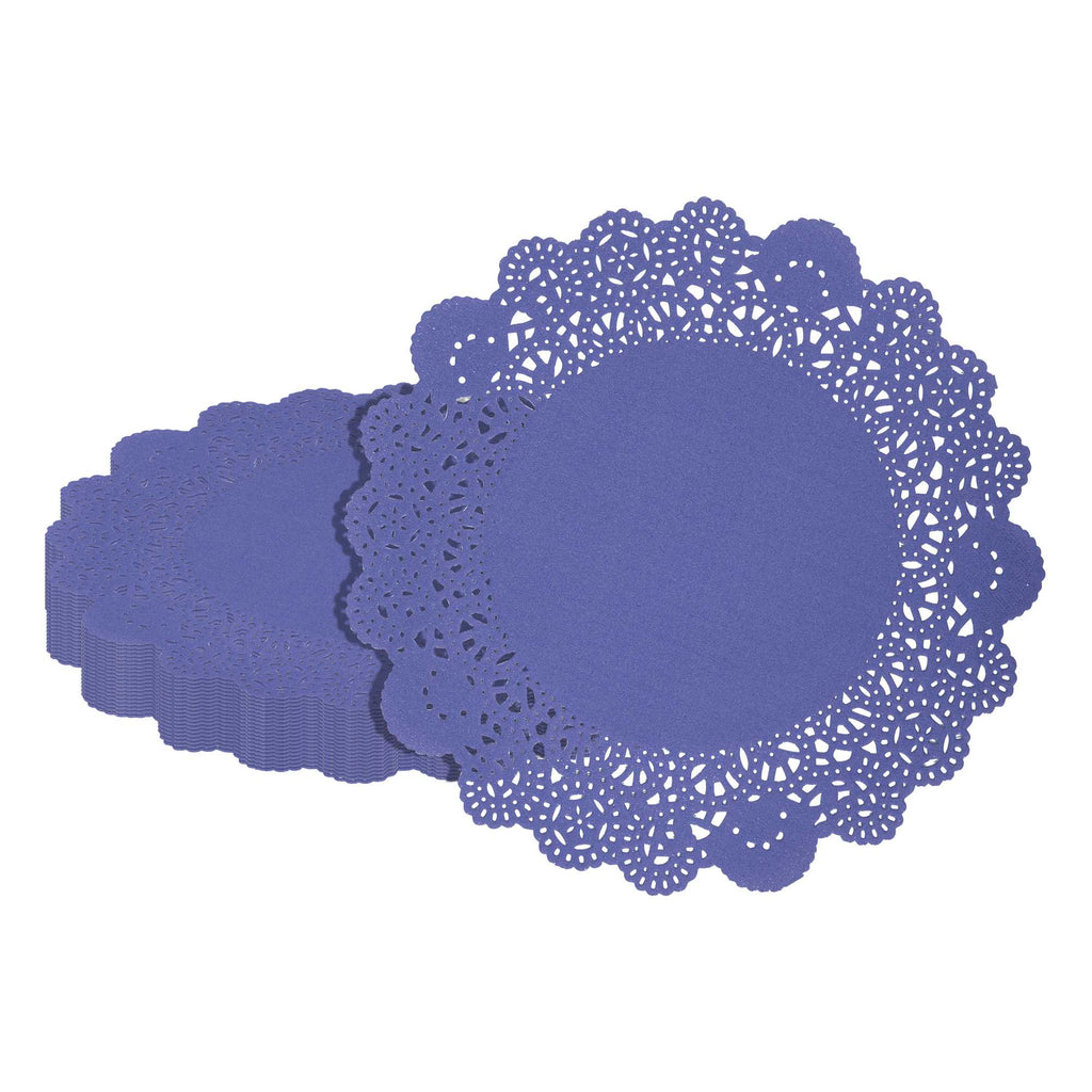 Pastry Tek Round Purple Paper Doilies - Lace - 8" x 8" - 100 count box