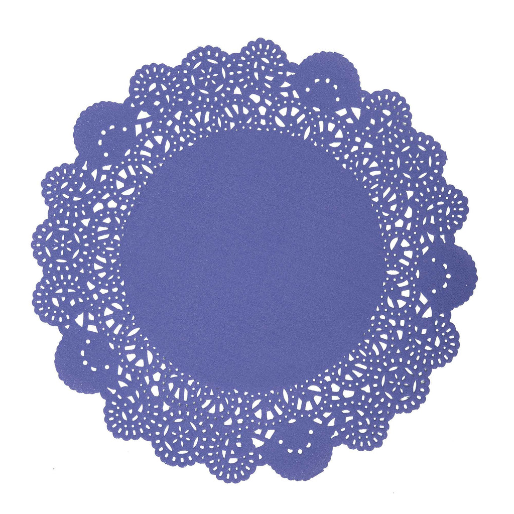 Pastry Tek Round Purple Paper Doilies - Lace - 8" x 8" - 100 count box