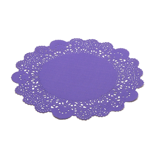 Pastry Tek Round Purple Paper Doilies - Lace - 8" x 8" - 4000 count box