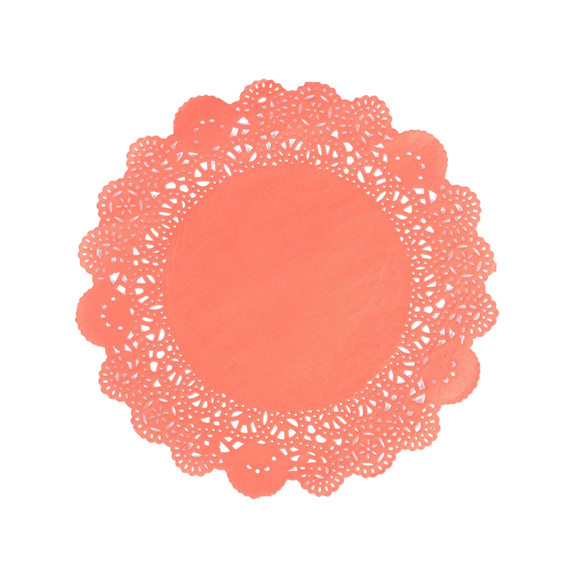 Pastry Tek Round Red Paper Doilies - Lace - 8" x 8" - 100 count box