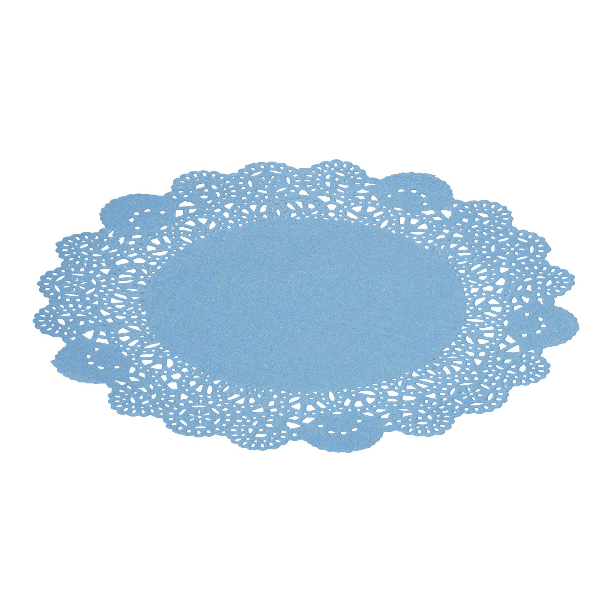 Pastry Tek Round Sky Blue Paper Doilies - Lace - 8" x 8" - 4000 count box
