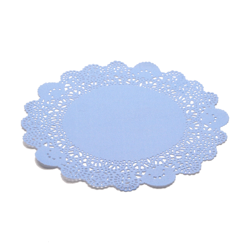Pastry Tek Round Sky Blue Paper Doilies - Lace - 8" x 8" - 4000 count box