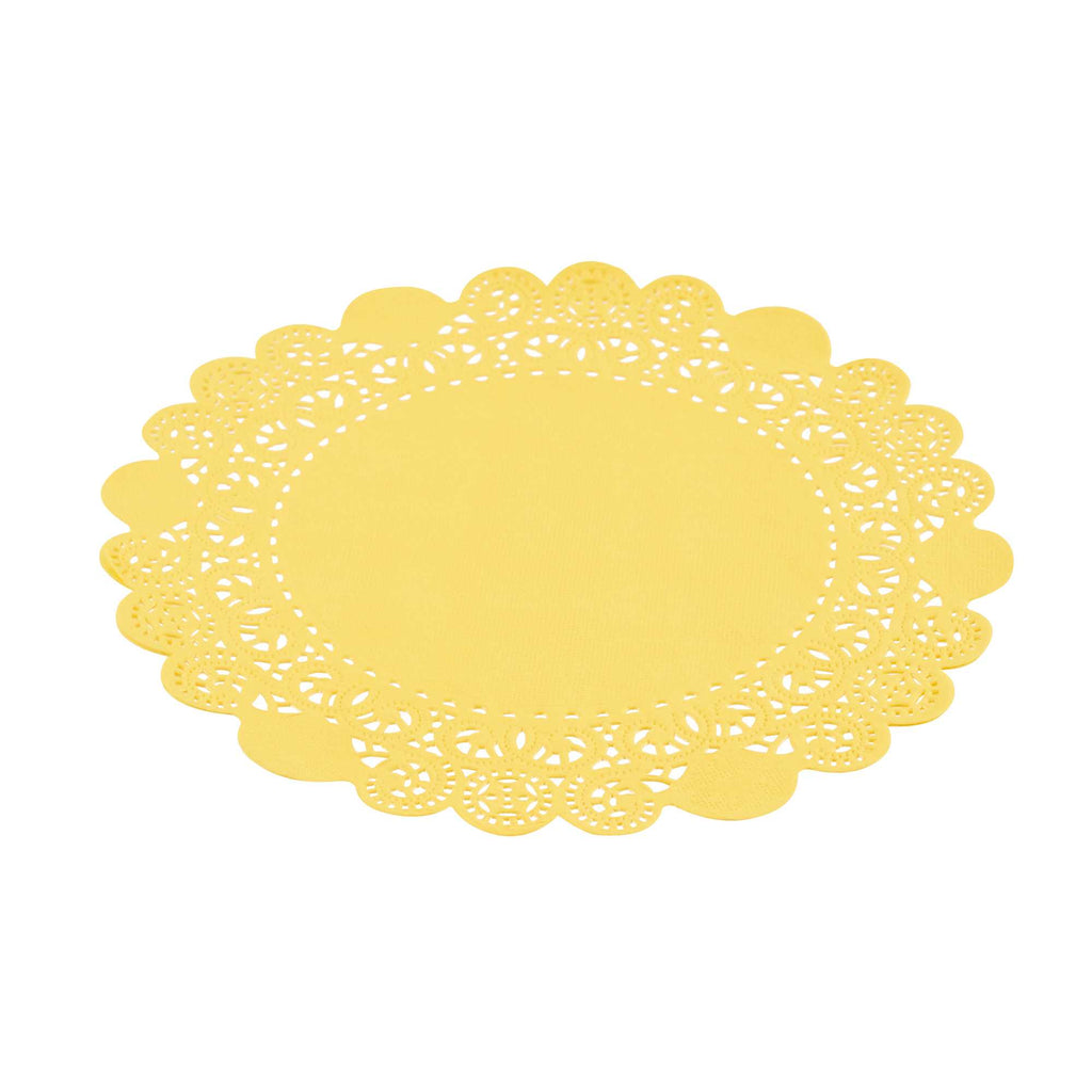 Pastry Tek Round Orange Paper Doilies - Lace - 8" x 8" - 100 count box