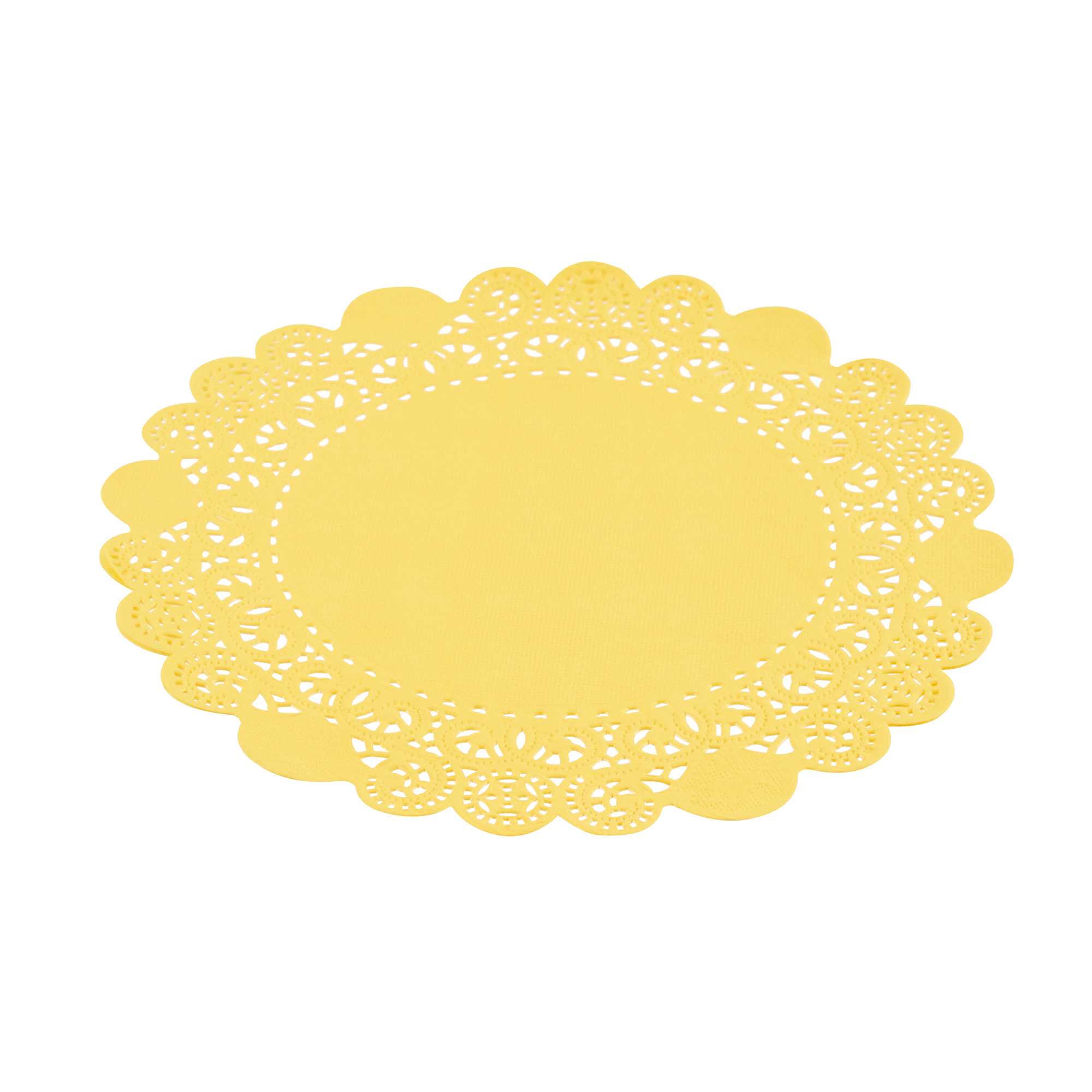 Pastry Tek Round Orange Paper Doilies - Lace - 8" x 8" - 100 count box