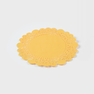 Pastry Tek Round Orange Paper Doilies - Lace - 8" x 8" - 100 count box