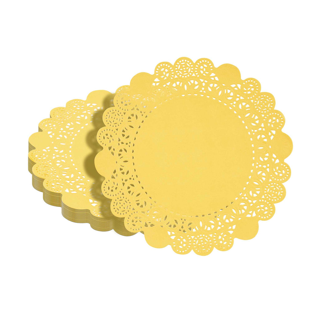 Pastry Tek Round Orange Paper Doilies - Lace - 8" x 8" - 4000 count box