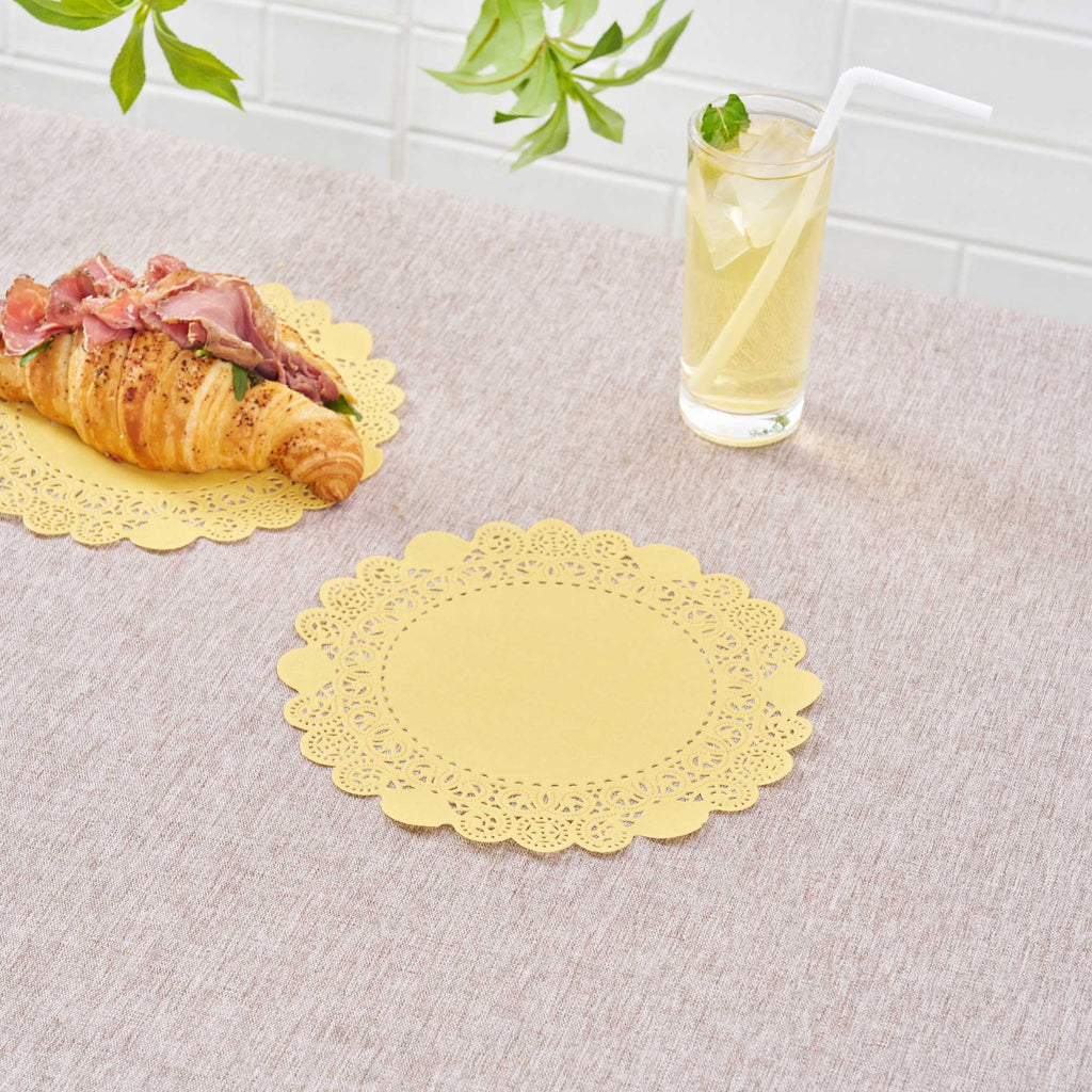 Pastry Tek Round Orange Paper Doilies - Lace - 8" x 8" - 4000 count box