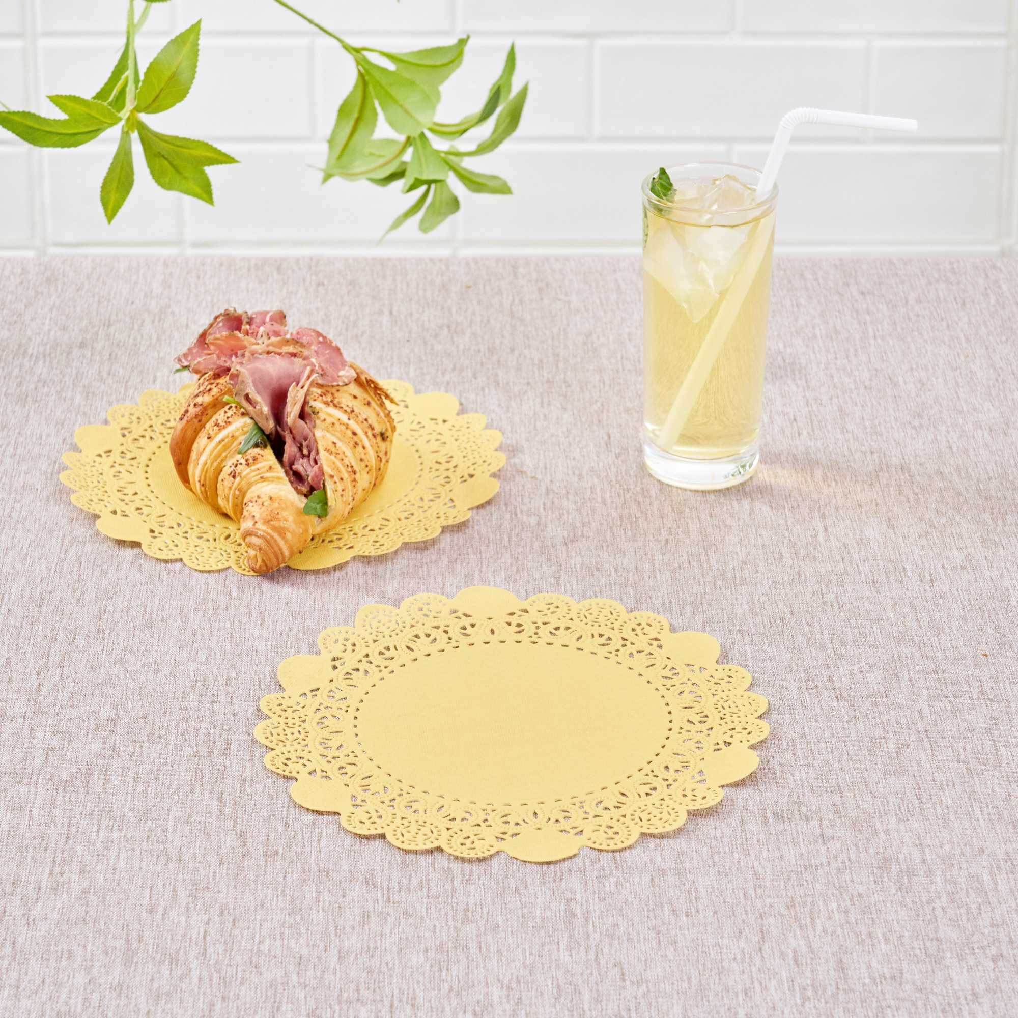 Pastry Tek Round Orange Paper Doilies - Lace - 8" x 8" - 4000 count box