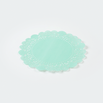 Pastry Tek Round Teal Paper Doilies - Lace - 8" x 8" - 100 count box