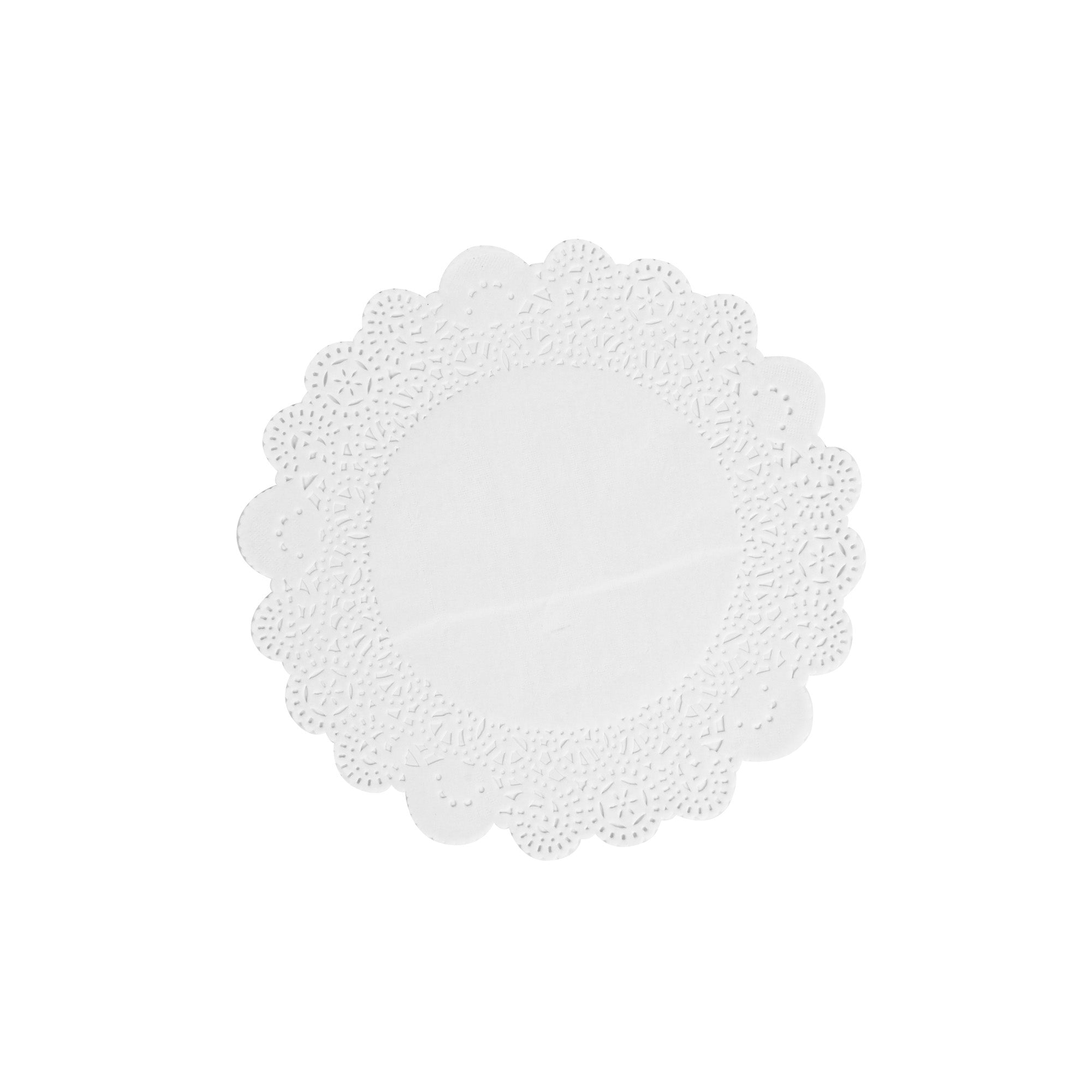 Pastry Tek Round White Paper Doilies - Lace - 8" x 8" - 100 count box