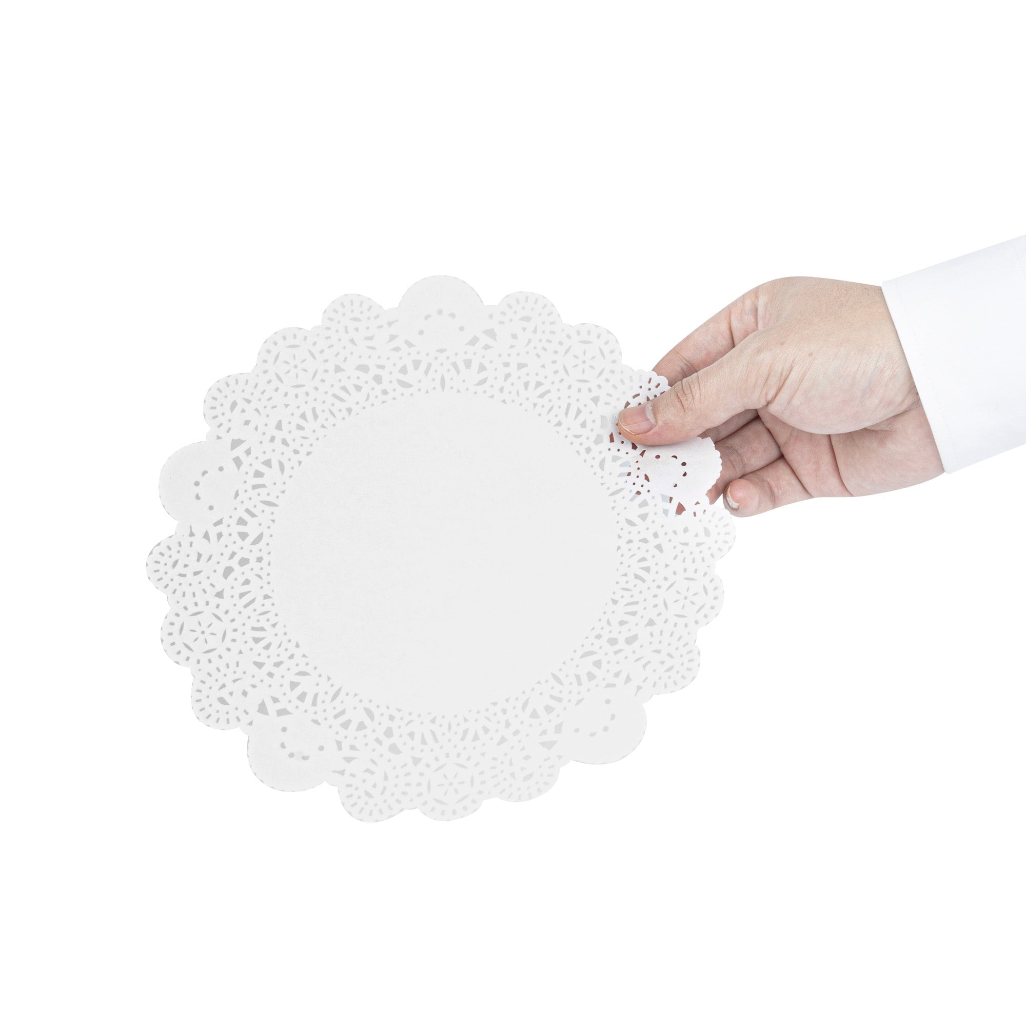 Pastry Tek Round White Paper Doilies - Lace - 8" x 8" - 4000 count box