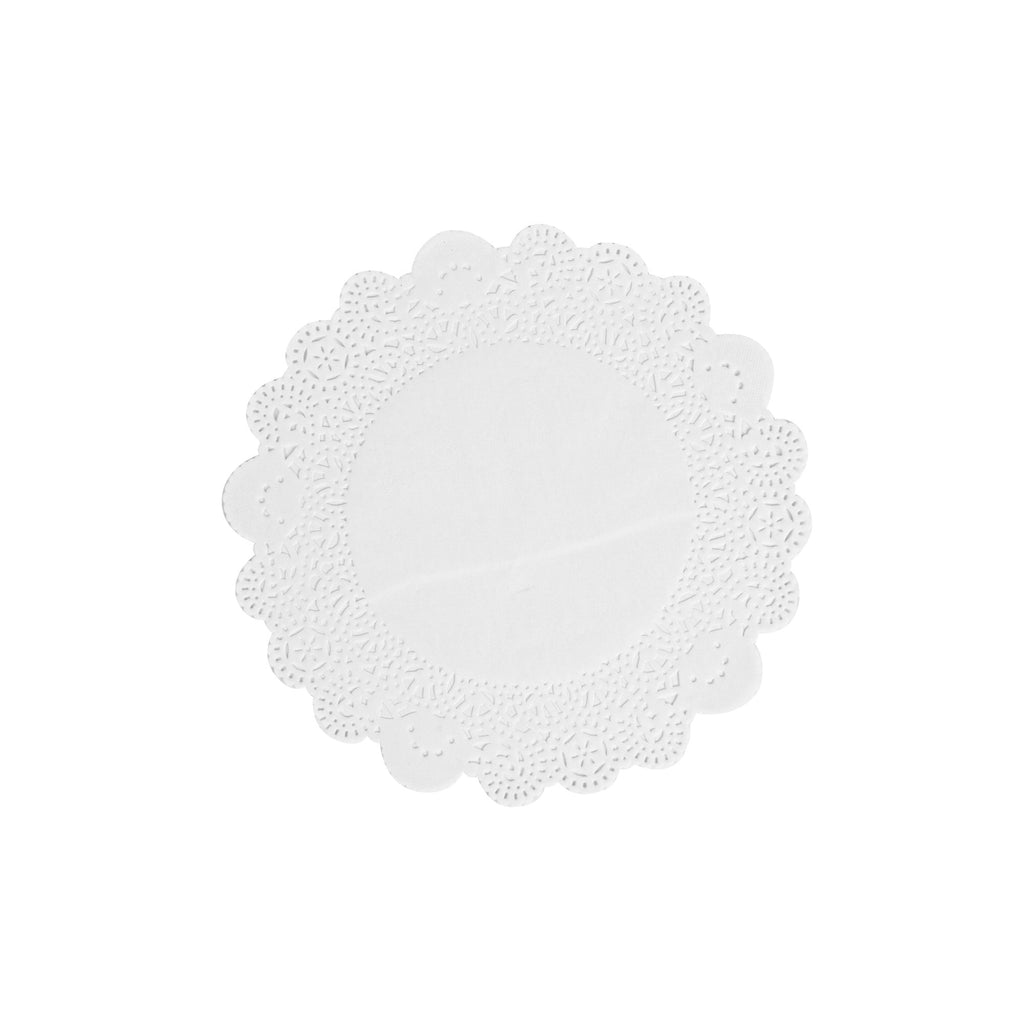 Pastry Tek Round White Paper Doilies - Lace - 8" x 8" - 4000 count box