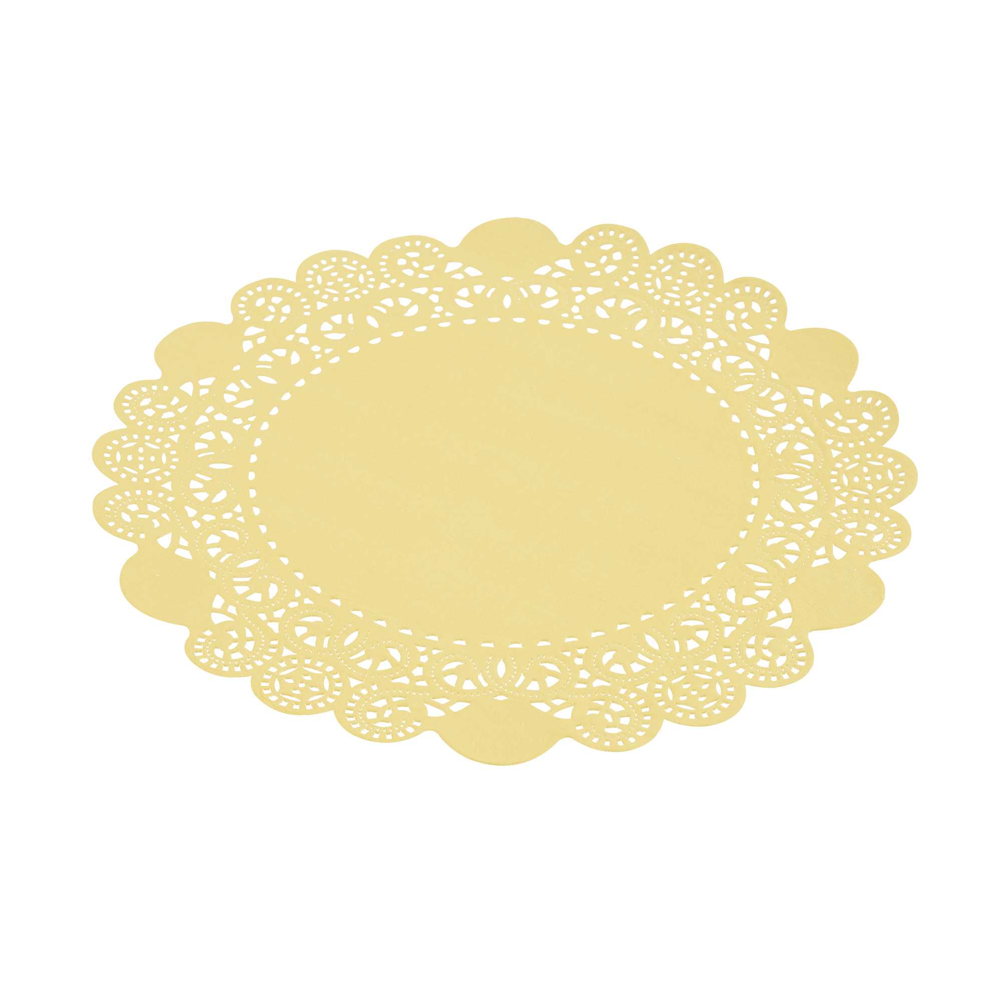 Pastry Tek Round Yellow Paper Doilies - Lace - 8" x 8" - 4000 count box
