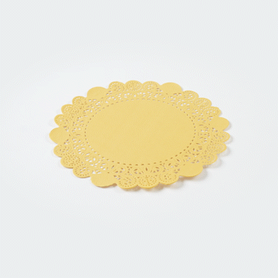 Pastry Tek Round Yellow Paper Doilies - Lace - 8" x 8" - 4000 count box