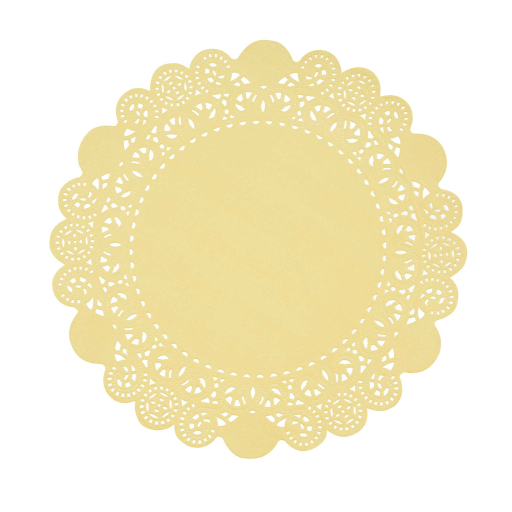 Pastry Tek Round Yellow Paper Doilies - Lace - 8" x 8" - 4000 count box