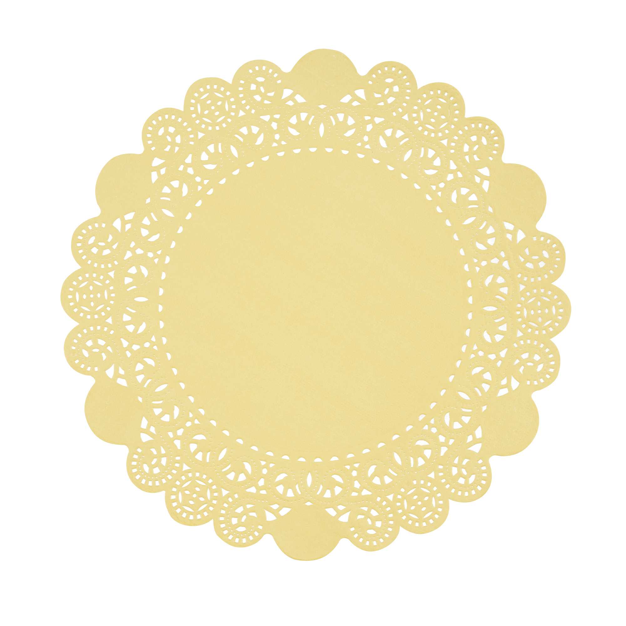Pastry Tek Round Yellow Paper Doilies - Lace - 8" x 8" - 4000 count box