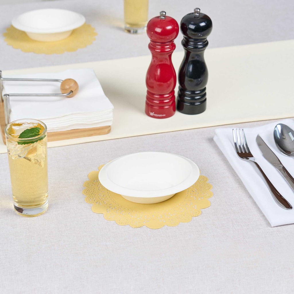 Pastry Tek Round Yellow Paper Doilies - Lace - 8" x 8" - 4000 count box
