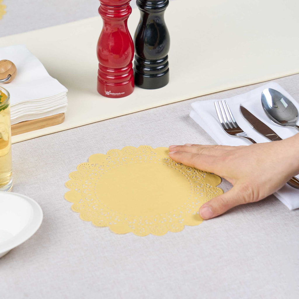 Pastry Tek Round Yellow Paper Doilies - Lace - 8" x 8" - 4000 count box