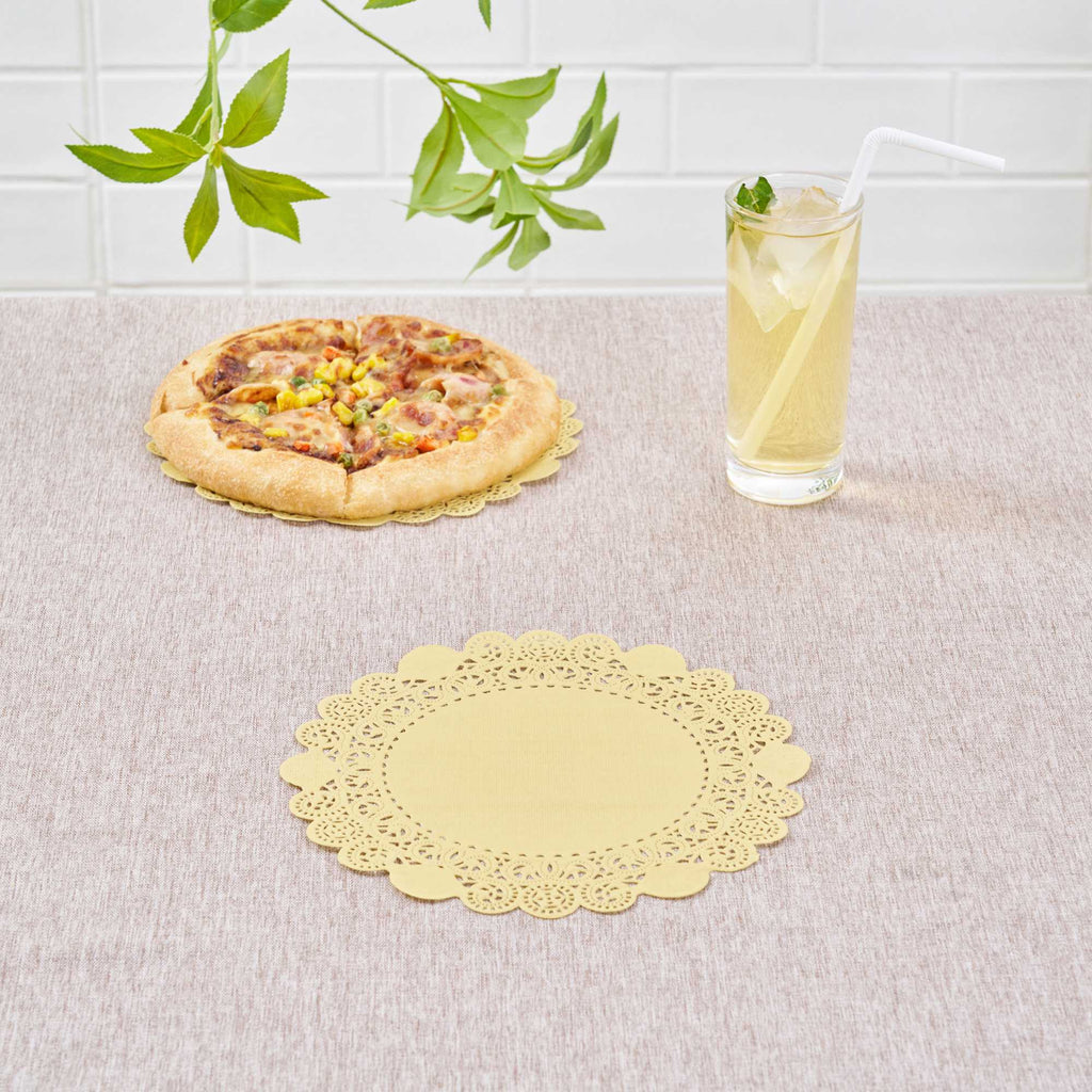 Pastry Tek Round Yellow Paper Doilies - Lace - 8" x 8" - 4000 count box