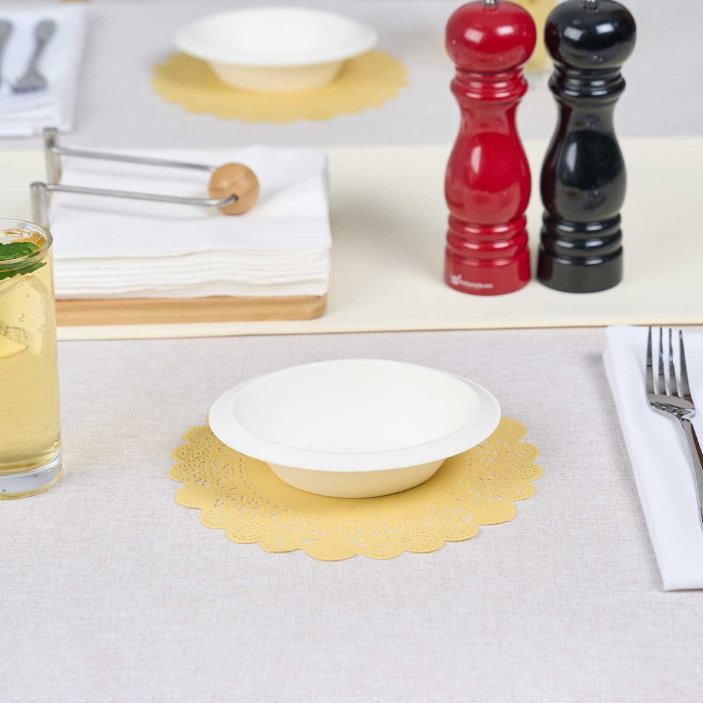 Pastry Tek Round Yellow Paper Doilies - Lace - 8" x 8" - 4000 count box