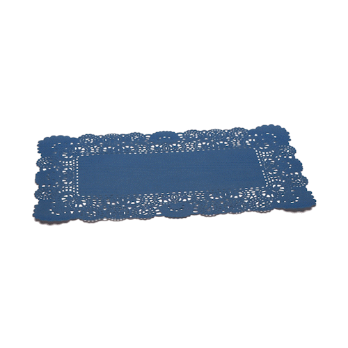 Pastry Tek Rectangle Navy Blue Paper Doilies - Lace - 12" x 7" - 4000 count box