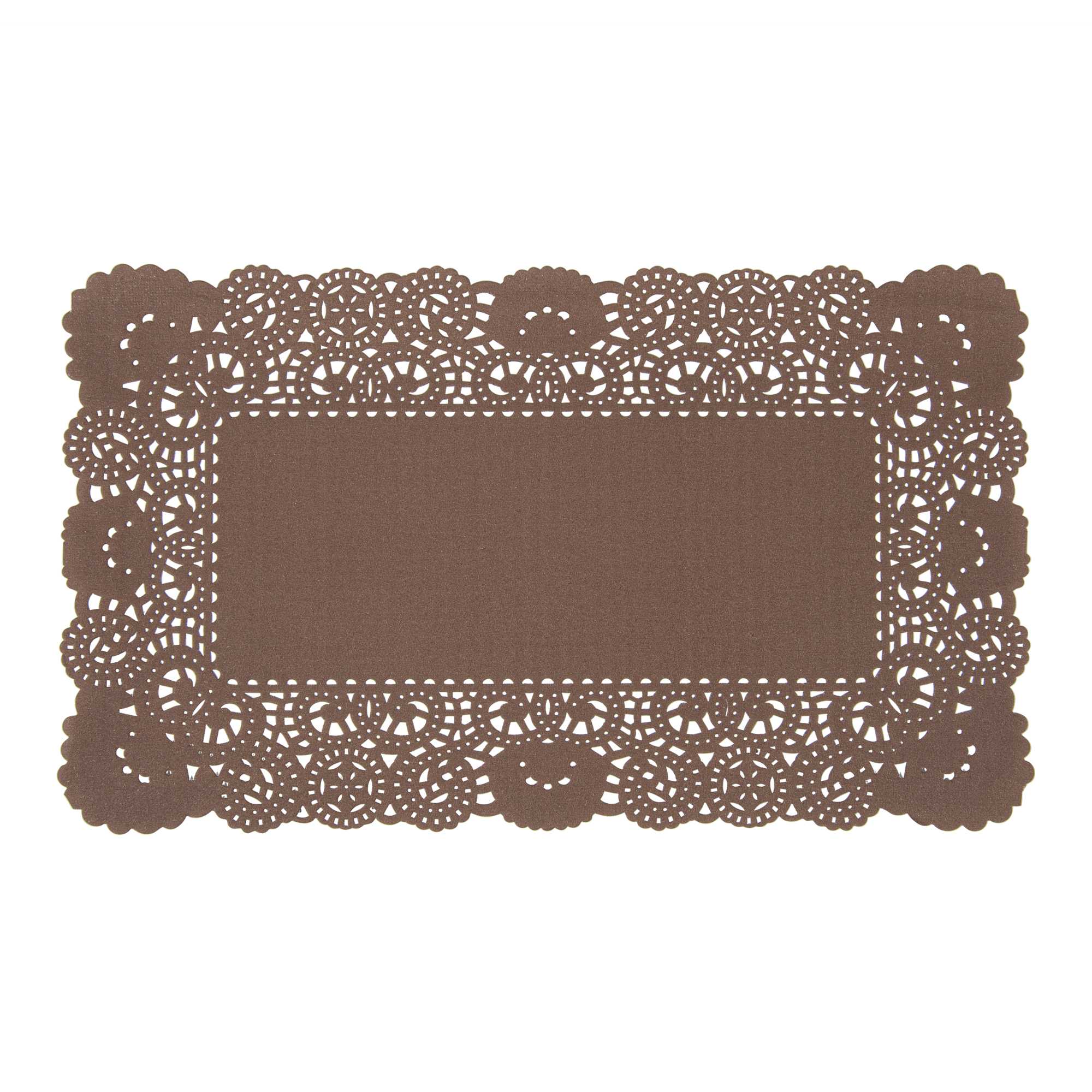 Pastry Tek Rectangle Brown Paper Doilies - Lace - 12" x 7" - 4000 count box