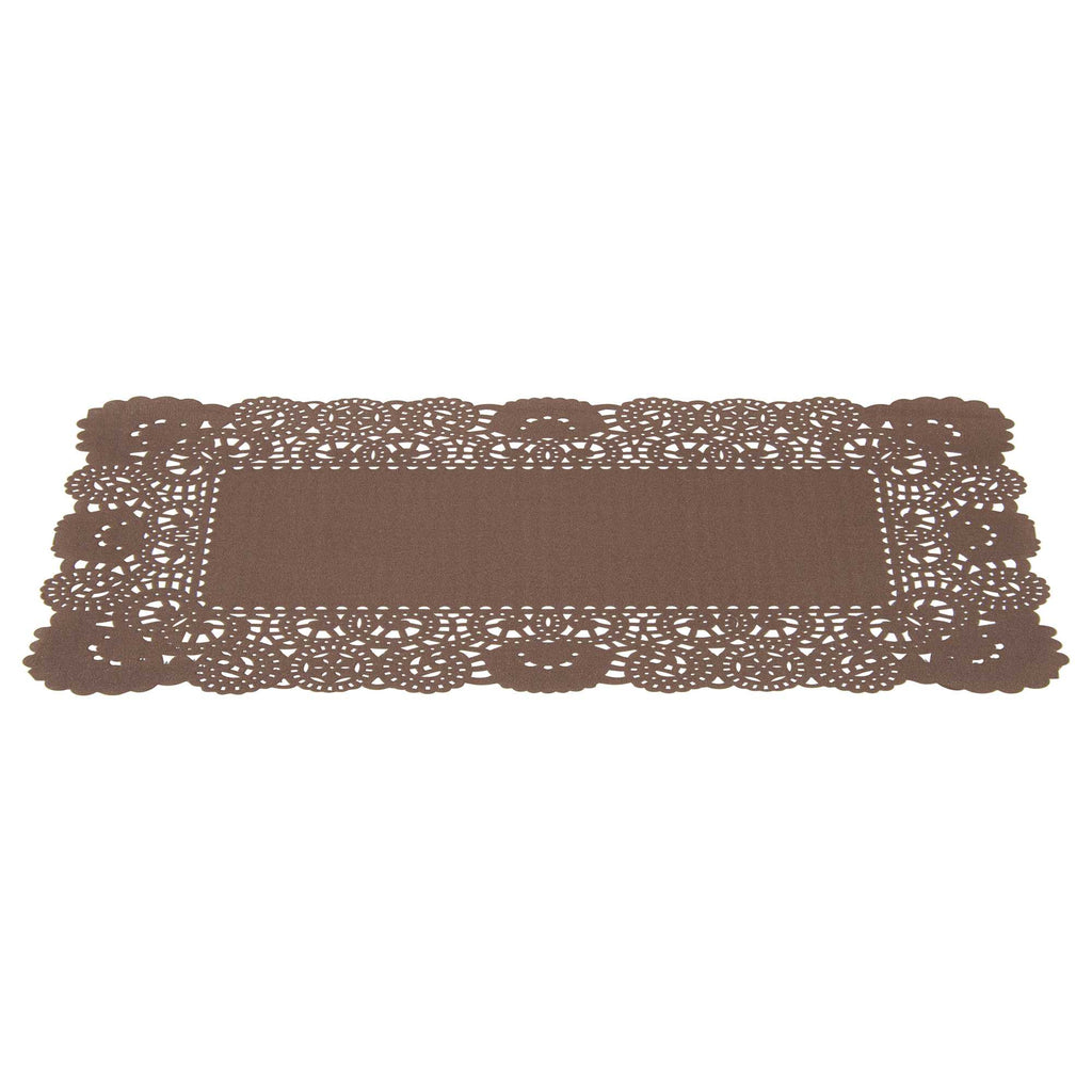 Pastry Tek Rectangle Brown Paper Doilies - Lace - 12" x 7" - 4000 count box
