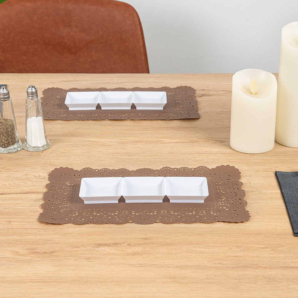 Pastry Tek Rectangle Brown Paper Doilies - Lace - 12" x 7" - 4000 count box