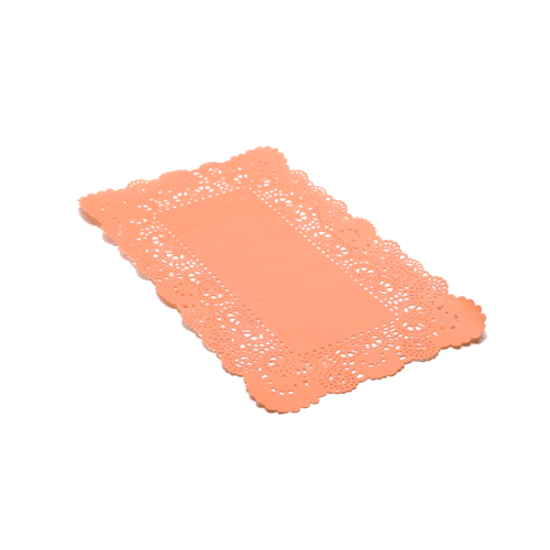 Pastry Tek Rectangle Coral Paper Doilies - Lace - 12" x 7" - 4000 count box