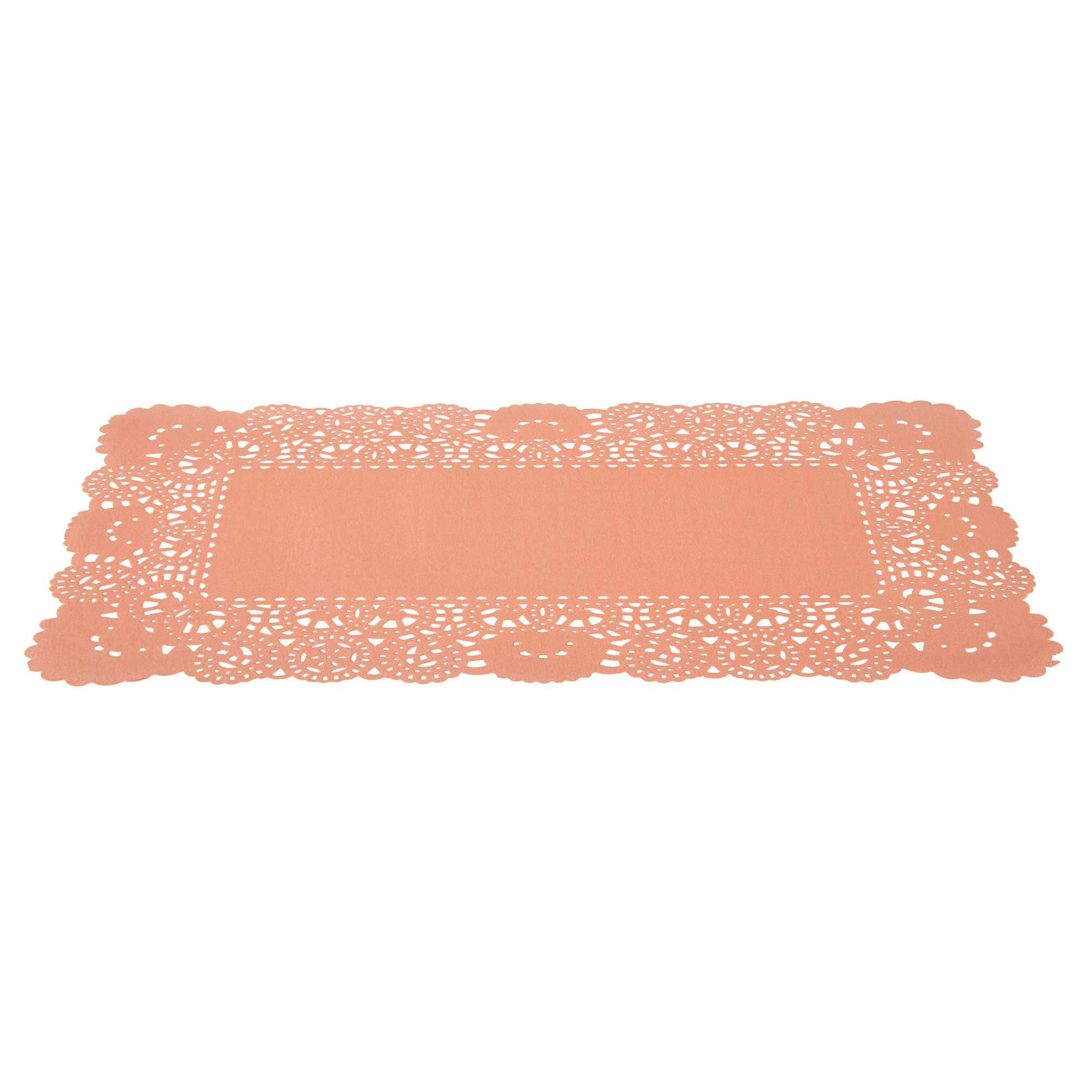 Pastry Tek Rectangle Coral Paper Doilies - Lace - 12" x 7" - 4000 count box