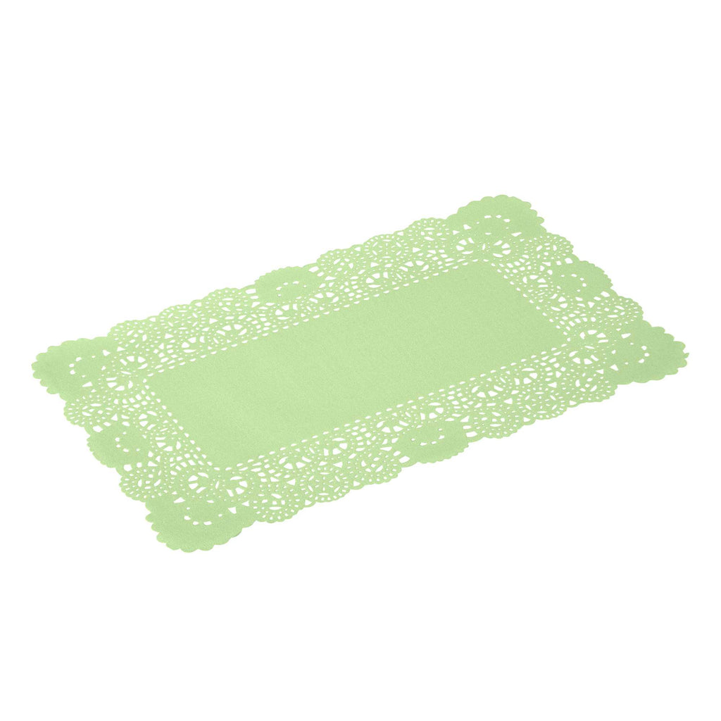 Pastry Tek Rectangle Green Paper Doilies - Lace - 12" x 7" - 100 count box