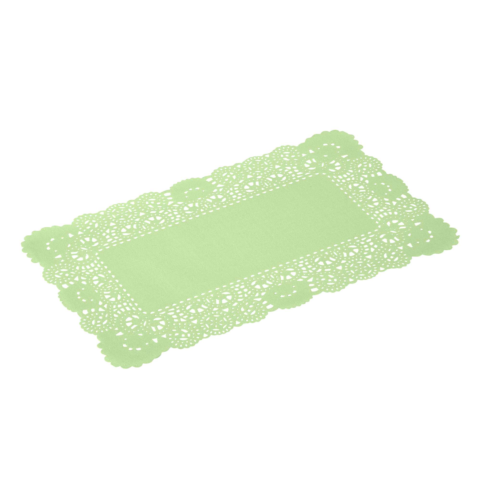 Pastry Tek Rectangle Green Paper Doilies - Lace - 12" x 7" - 100 count box
